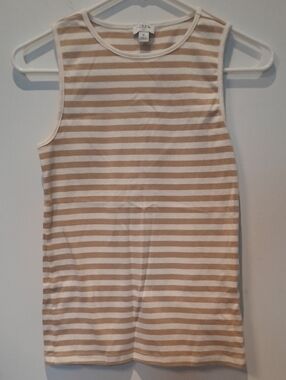 J. Crew Sleeveless Striped Tank in Tan and White